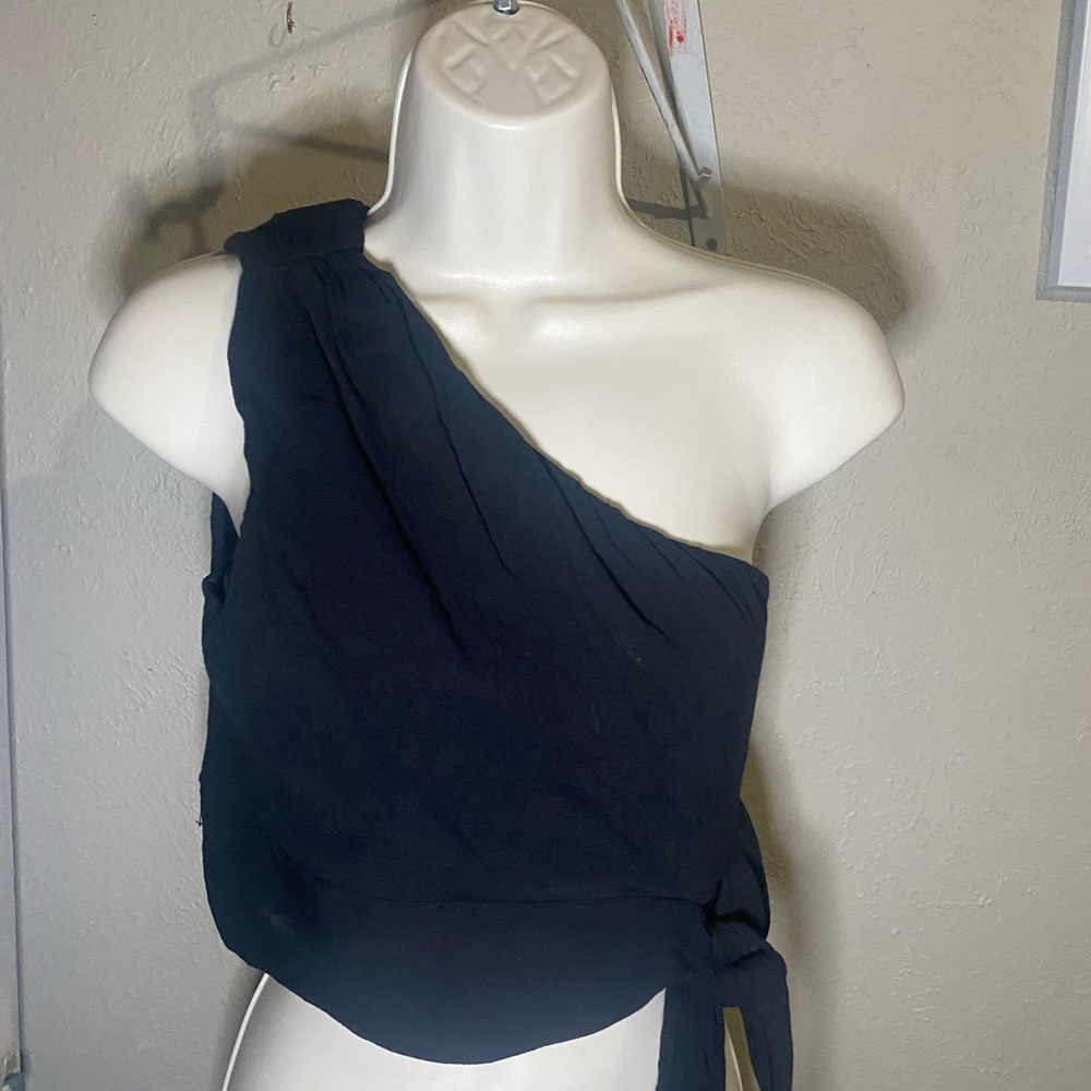Free People Black One-Shoulder Crop Top
